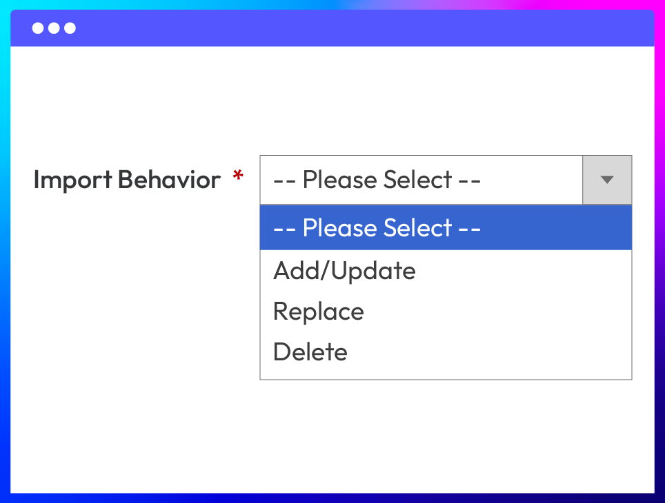 Flexible import behavior