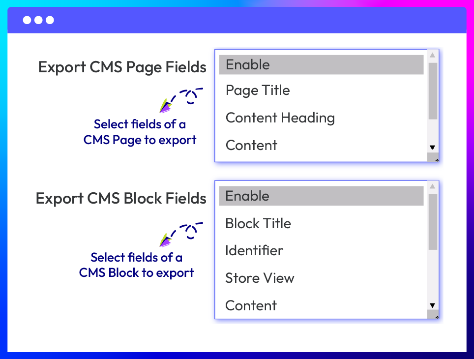 Select specific attributes to export