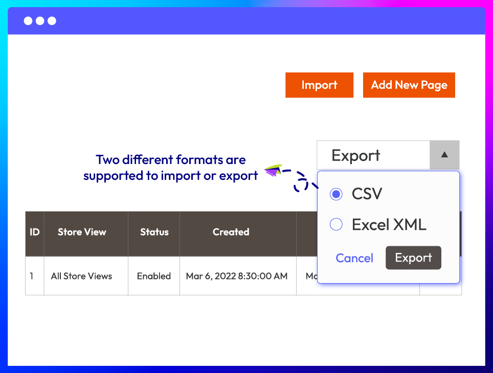 Support CSV & XML formats