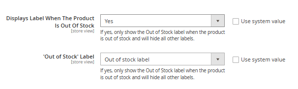 Stock status label setting