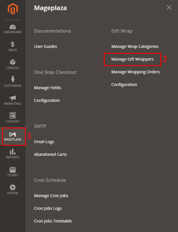 Manage Gift Wrappers Grid
