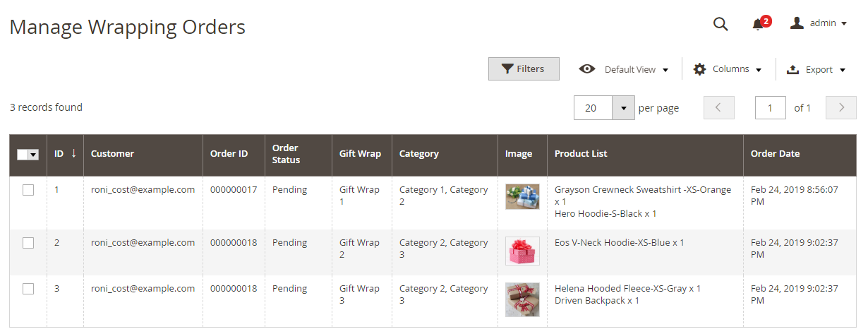Manage Wrapping Orders type