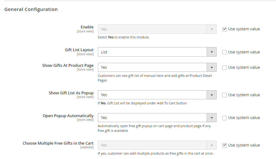 Configure Free Gift Display and Behavior