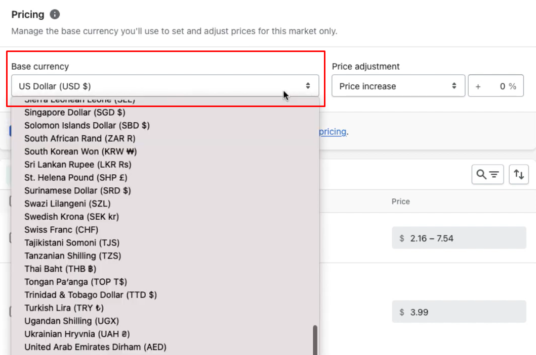Set up Shopify Multi-Currency step 4