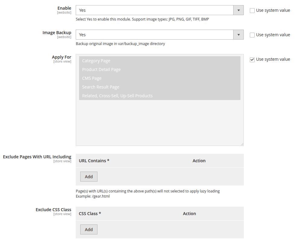 Configure Lazy Loading Settings