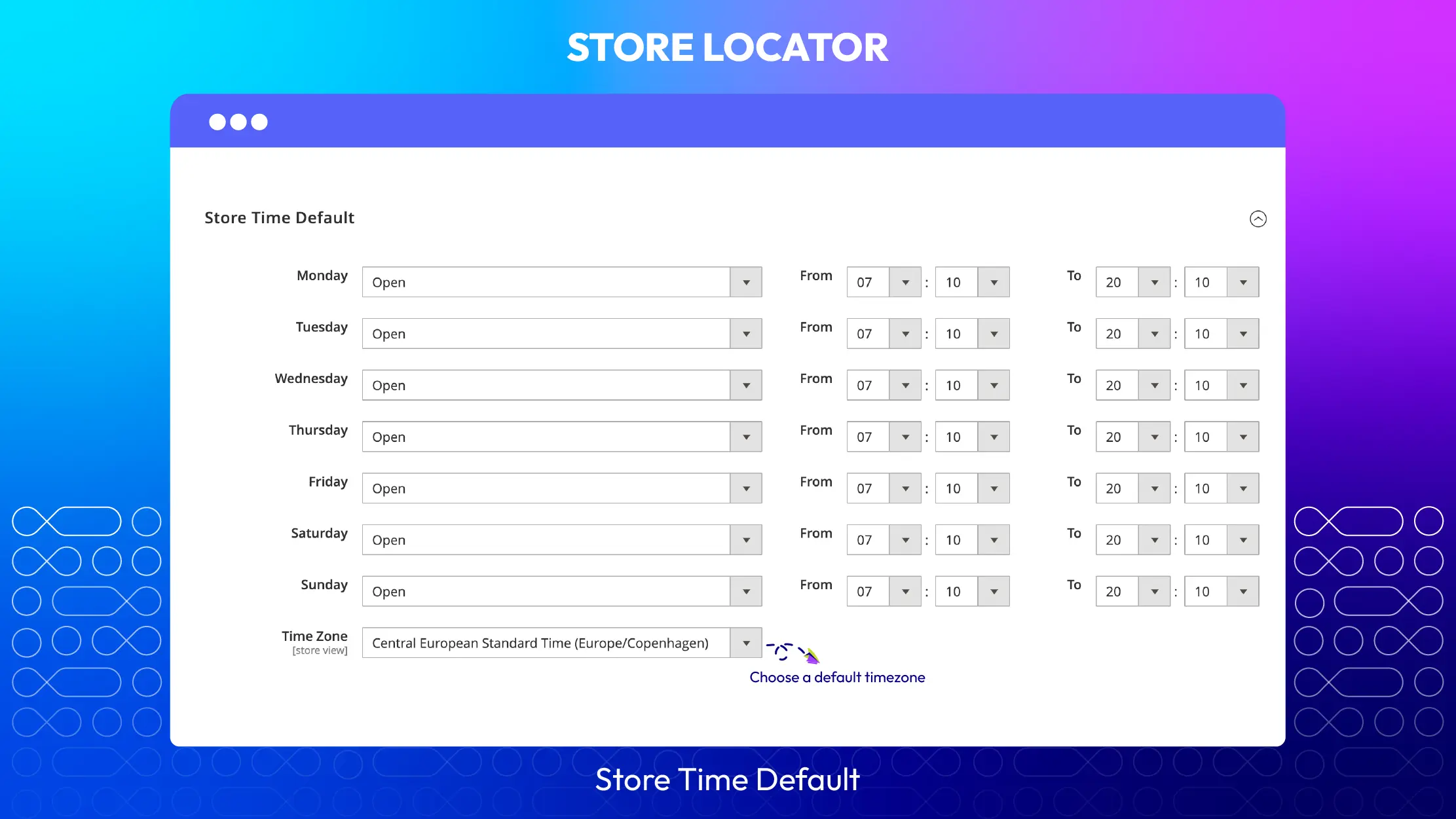 Set your store time