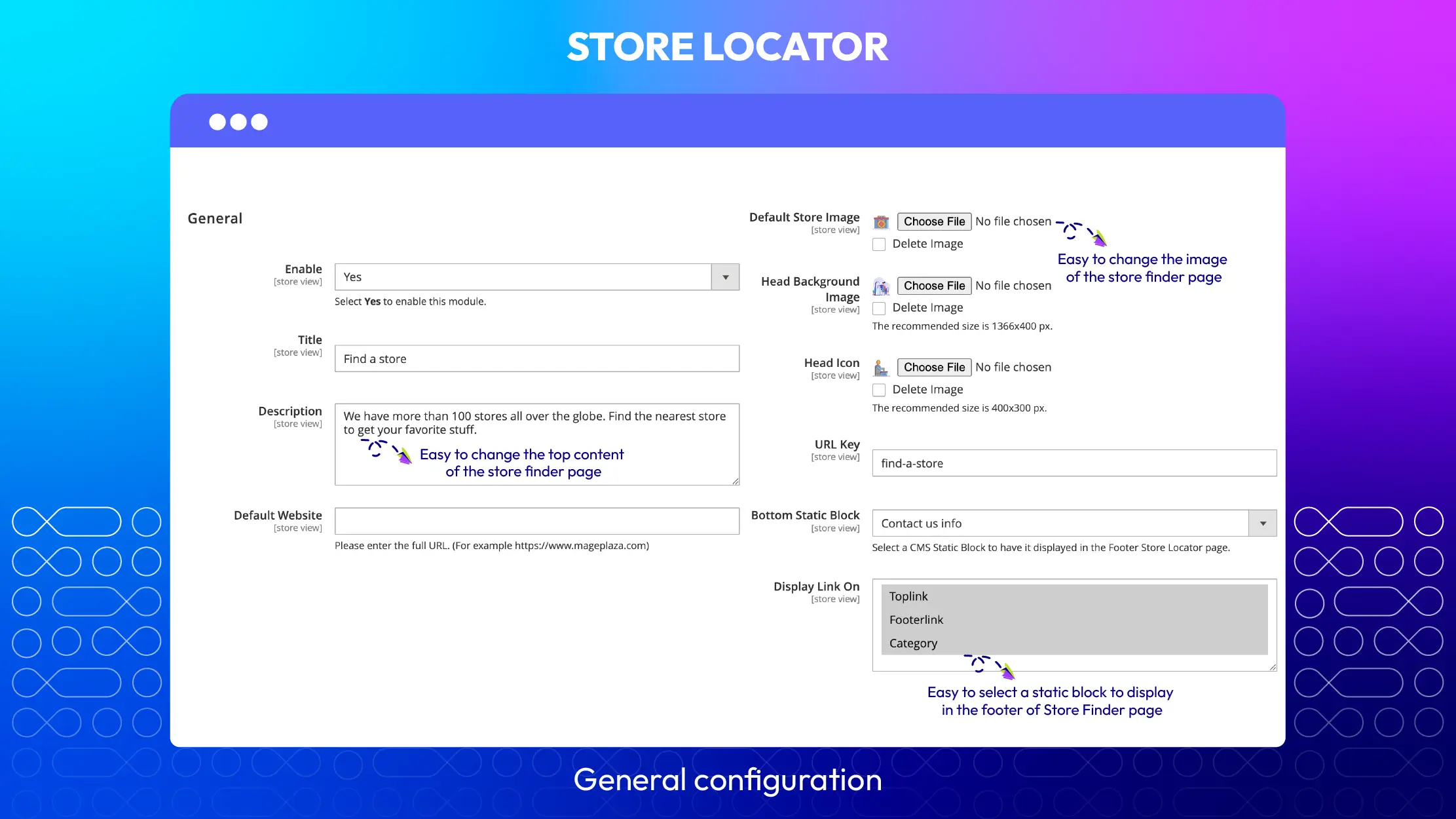 General configuration of Store Locator
