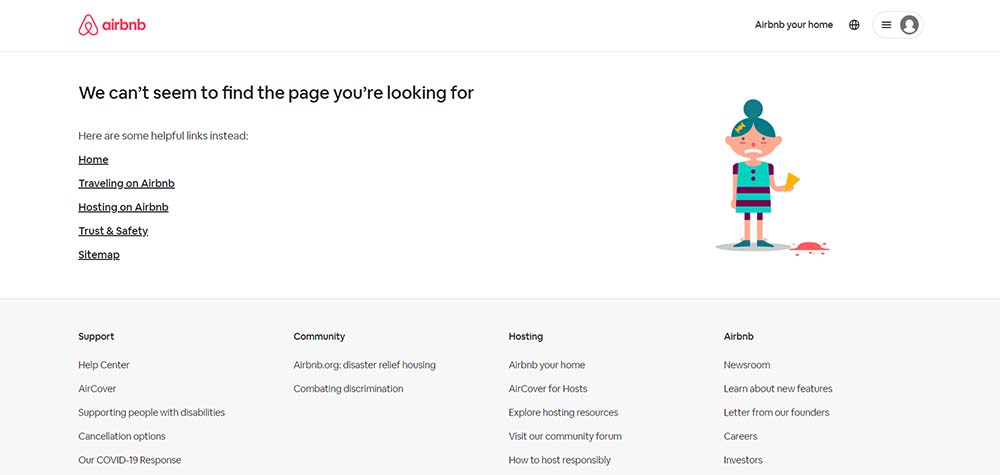 Airbnb 404 Not Found page design