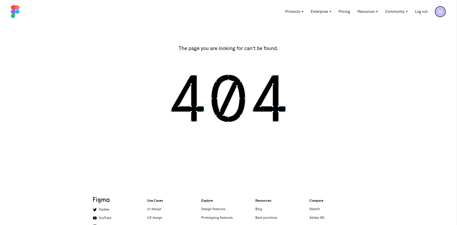 Figma 404 Not Found page design