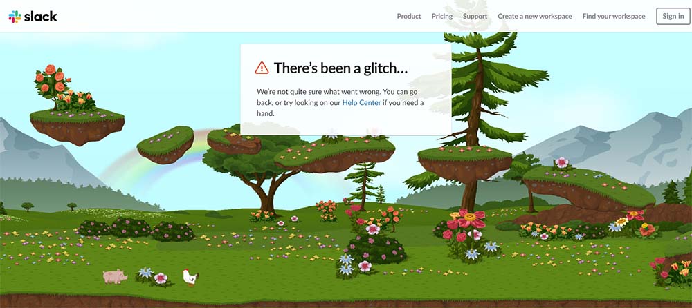 Slack 404 Not Found page design