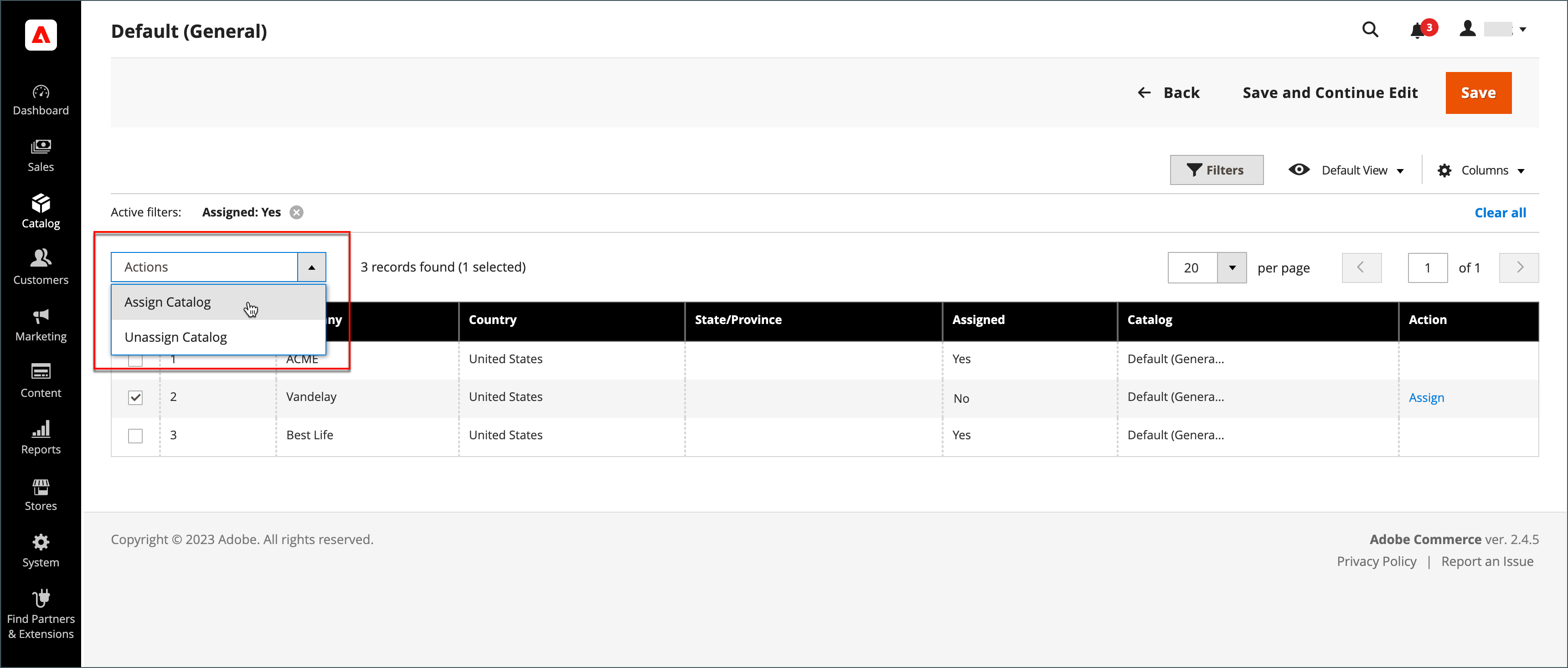 How to assign companies from the shared catalog (Adobe.com)