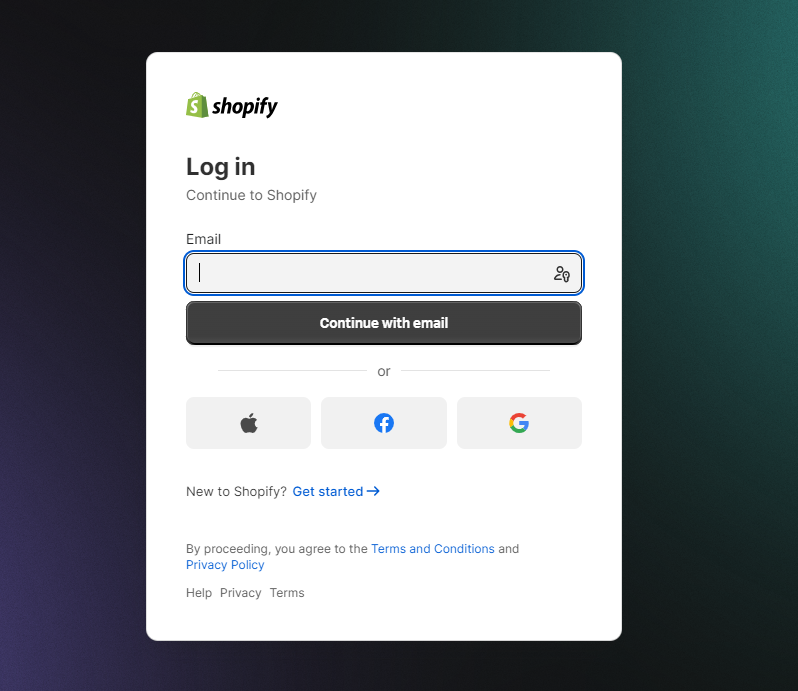 Login your Shopify store account