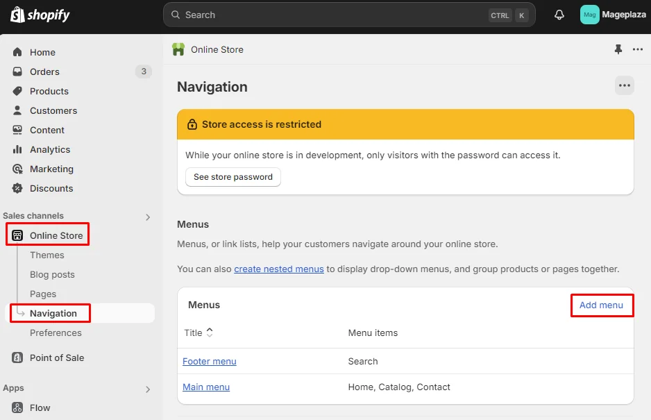 Using navigation menu to add sub-collection 1