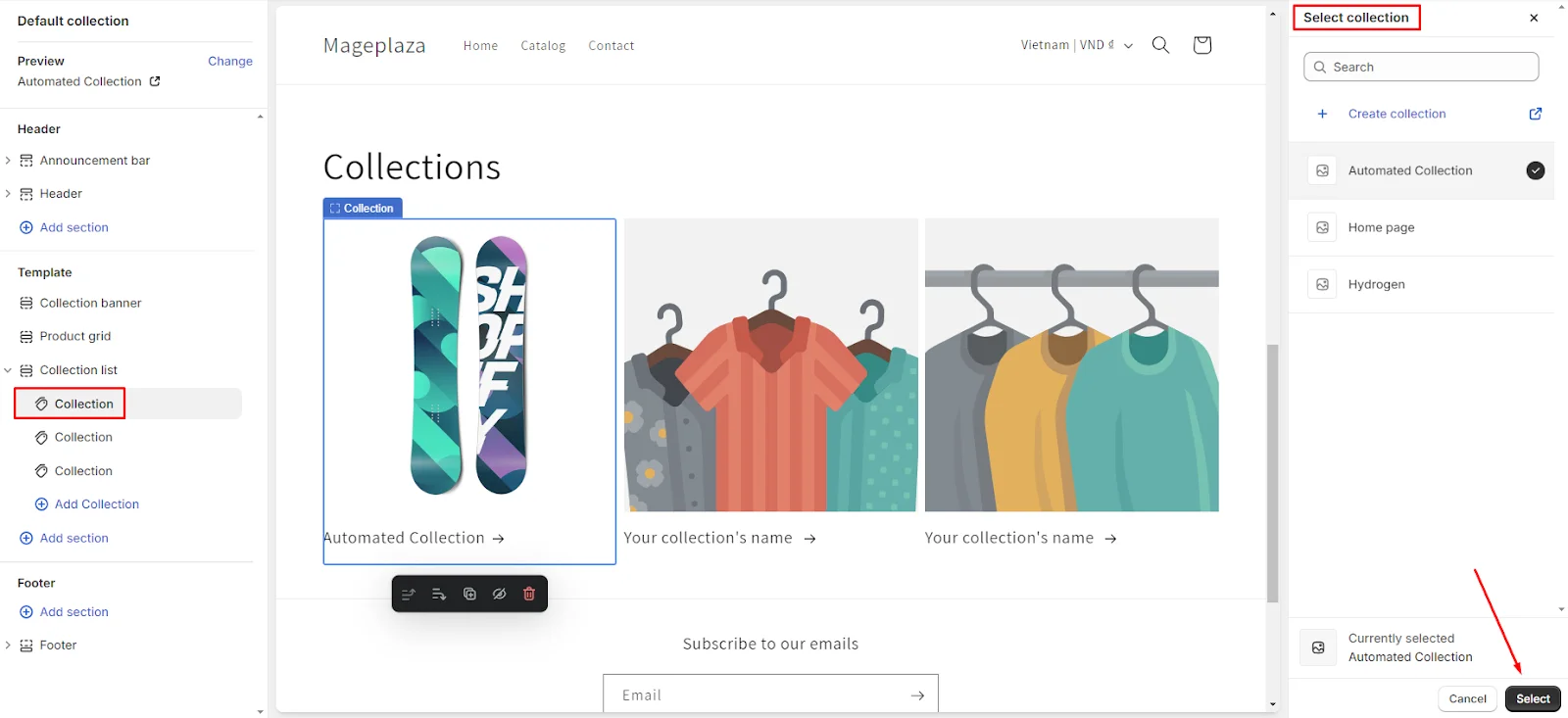 Using theme to add sub-collection 6