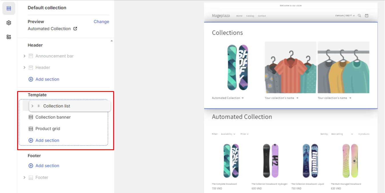 Using theme to add sub-collection 7