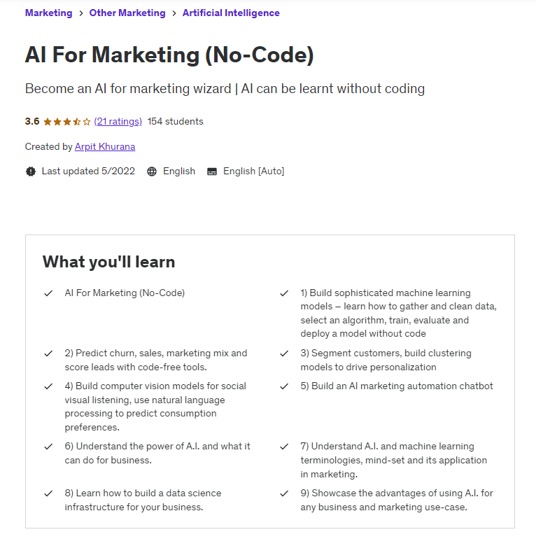 Udemy - AI for Marketing No-Code