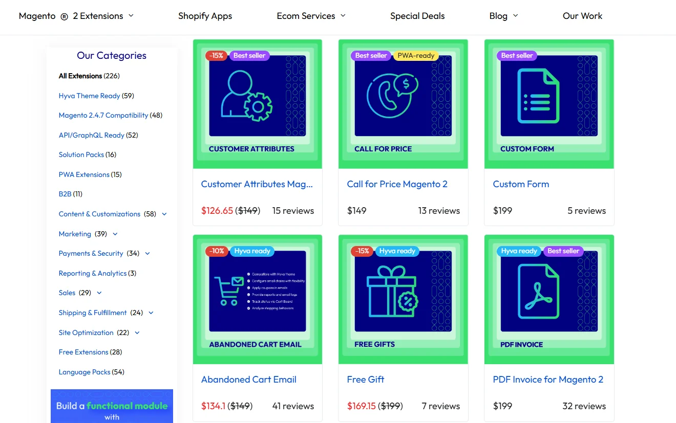 Outline specific products or services on B2B websites