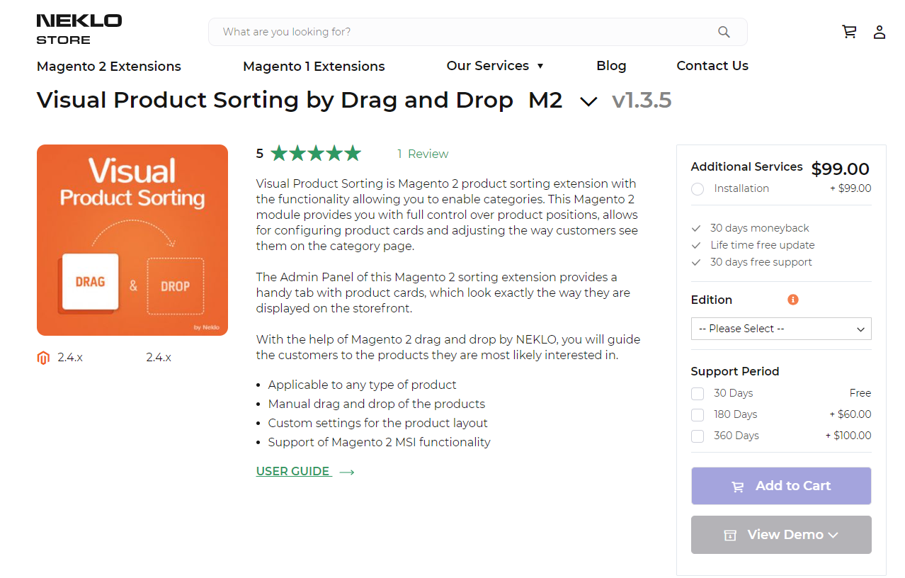 Neklo Visual Product Sorting by Drag and Drop for Magento 2