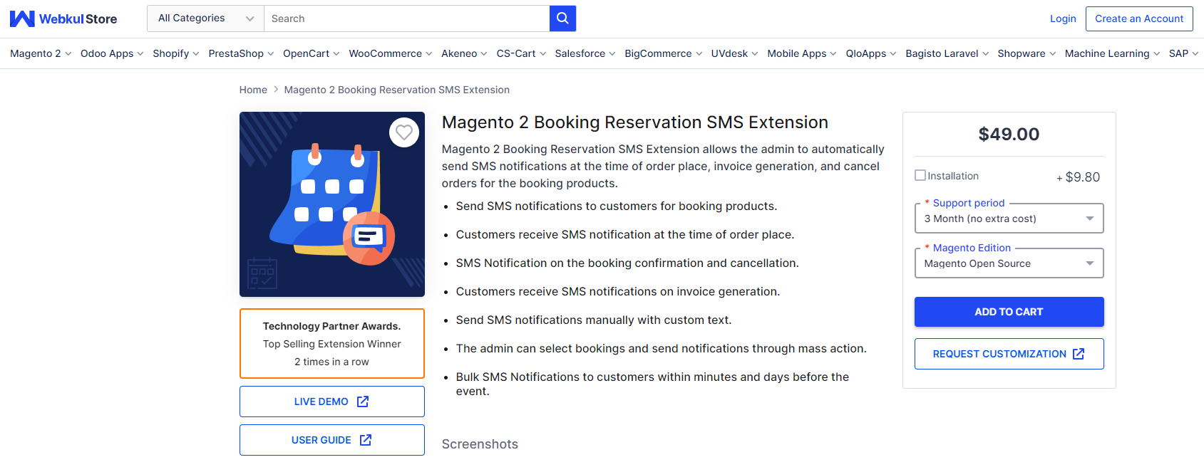 Booking Reservation SMS Extension for Magento 2 by Webkul