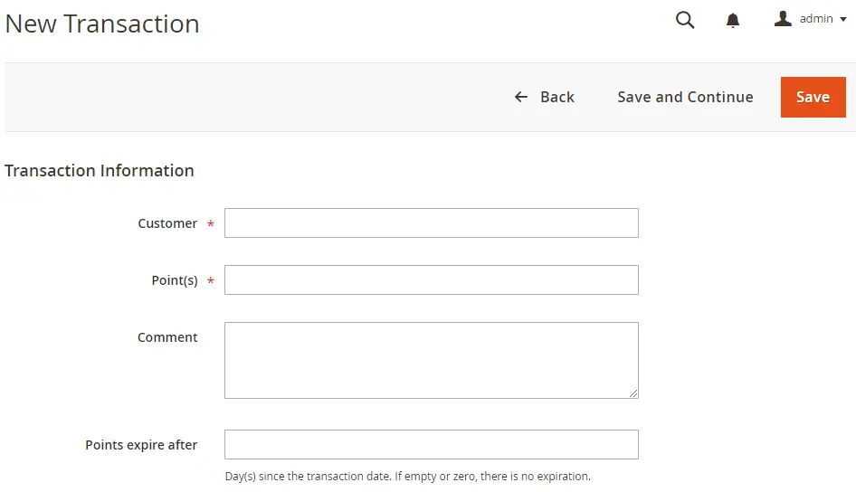 Create new reward point transaction