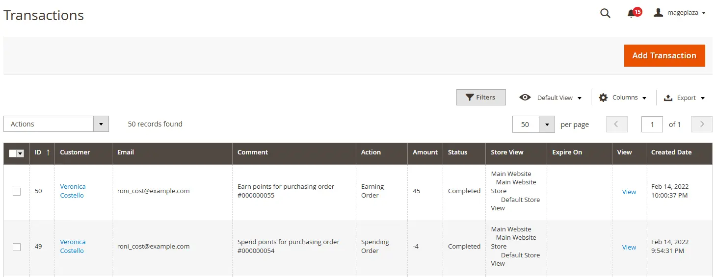 Manage reward points transactions