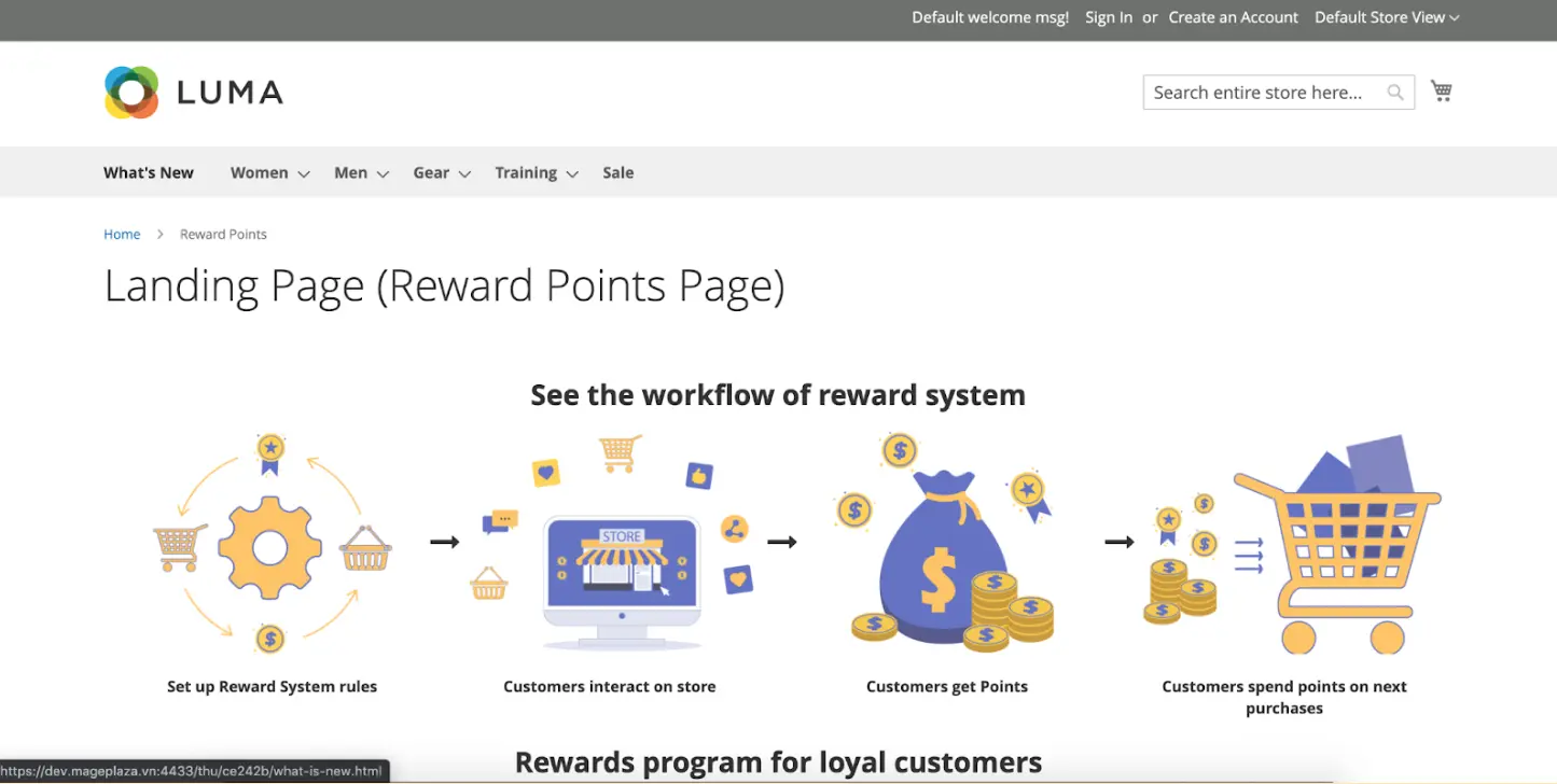 Magento 2 Reward Points landing page