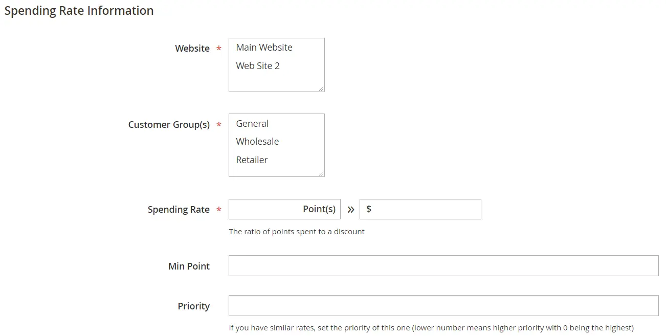 Spending rate configuration