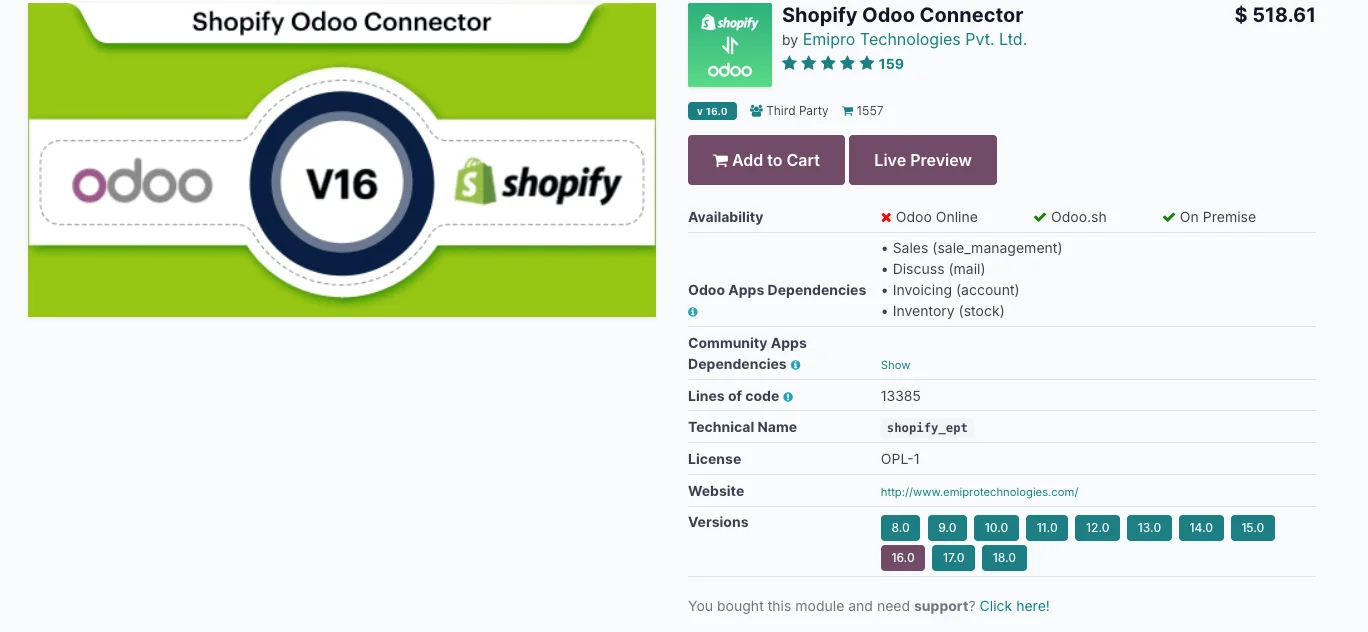 Shopify-Odoo-Connector