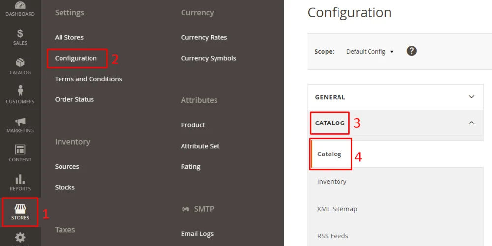 Navigate to catalog configuration