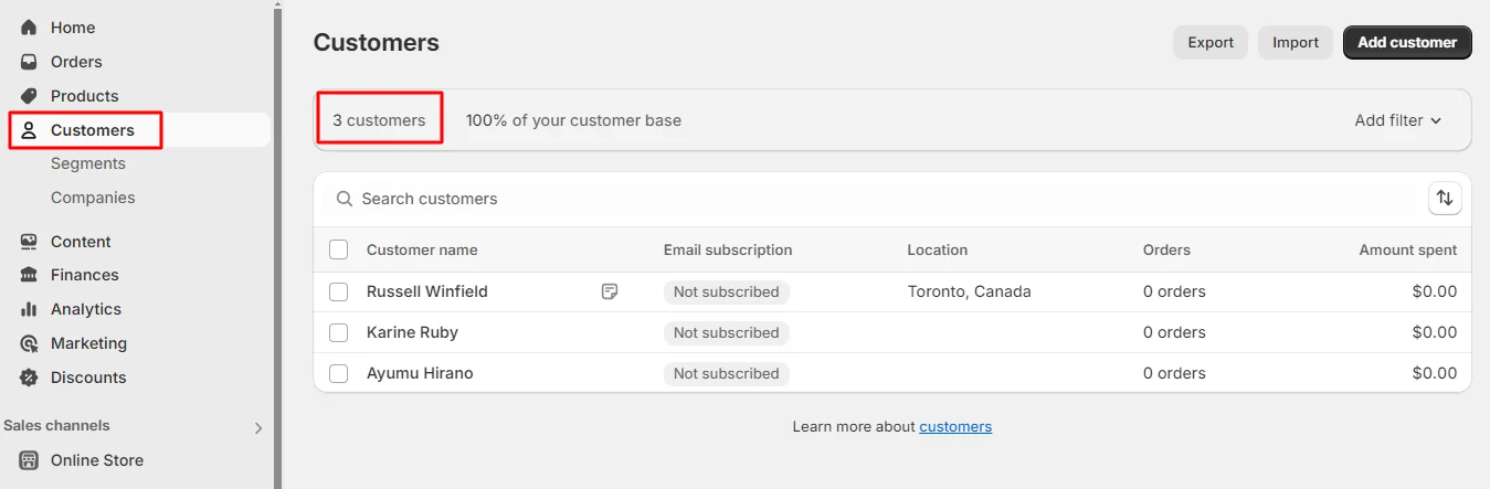 using-customer-page-to-check-total-customers