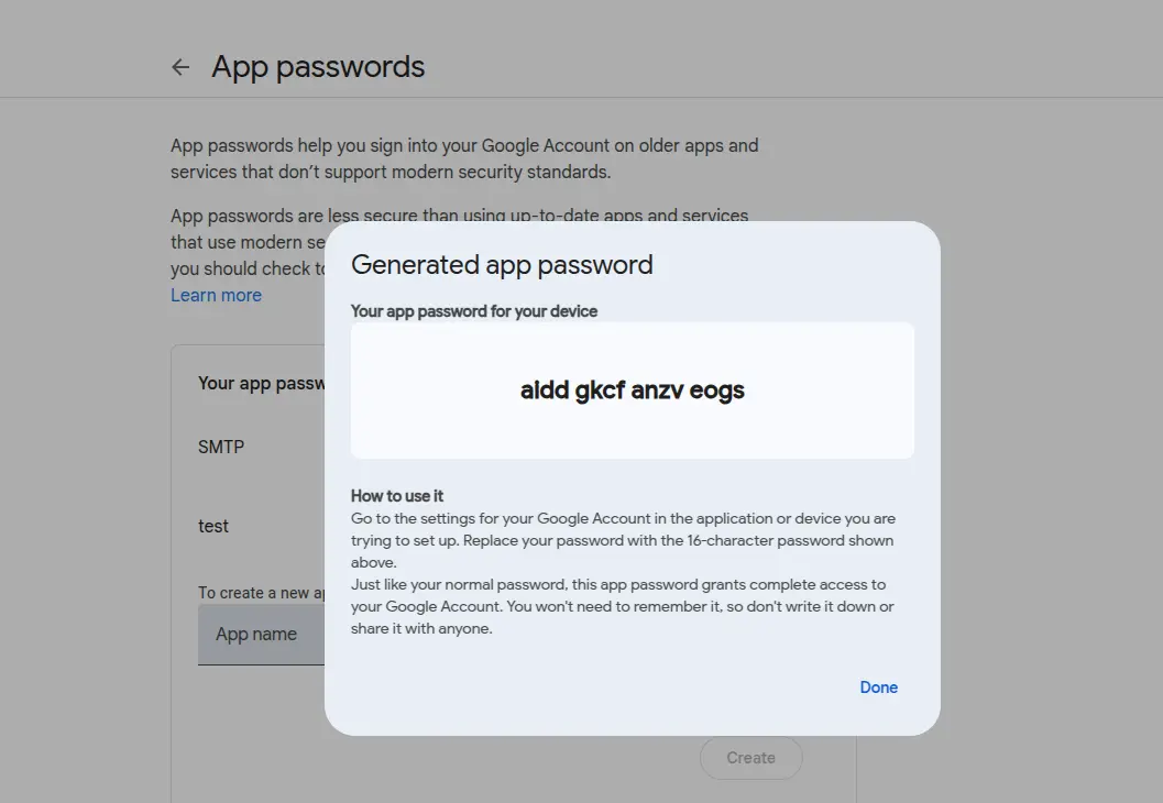Create app password