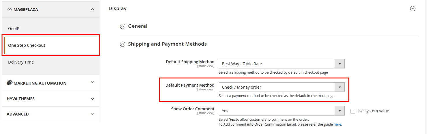 Set default payment methods in Magento 2