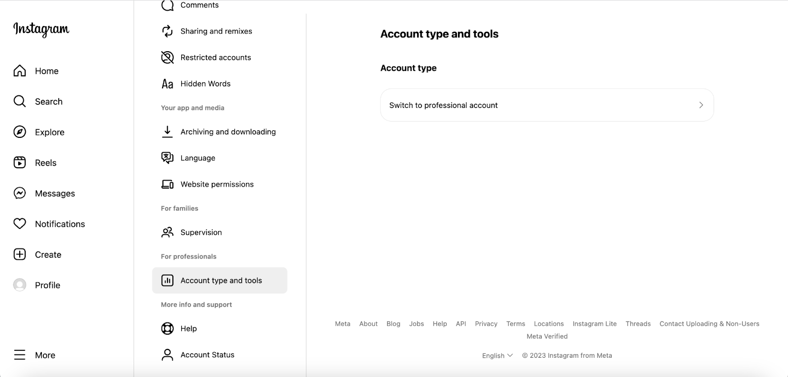 Account type and tools