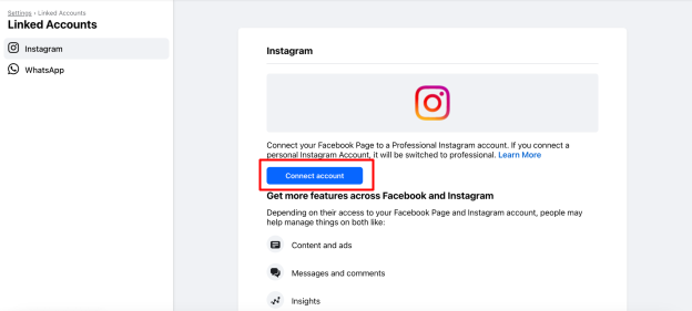 Connect Facebook Page with Instagram Account