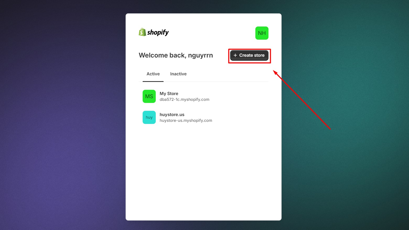 Click on Create store