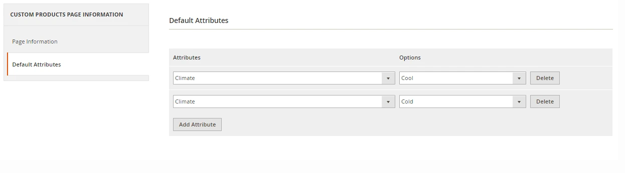 Setup default attribute