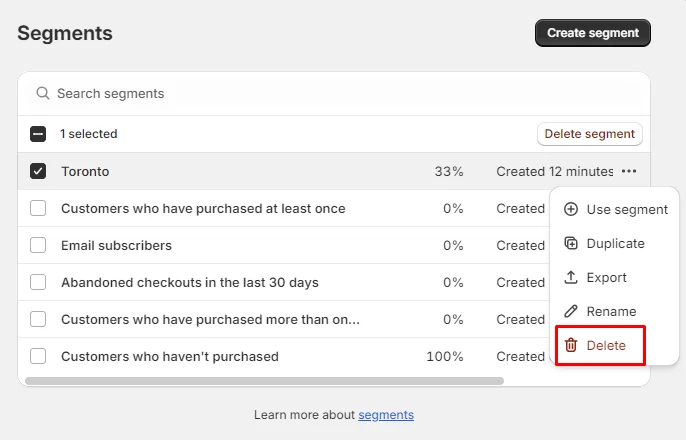 Delete filter on Shopify