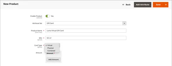 Set up the Gift Card Information