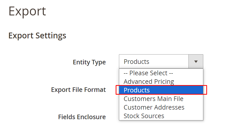 Choose export file format