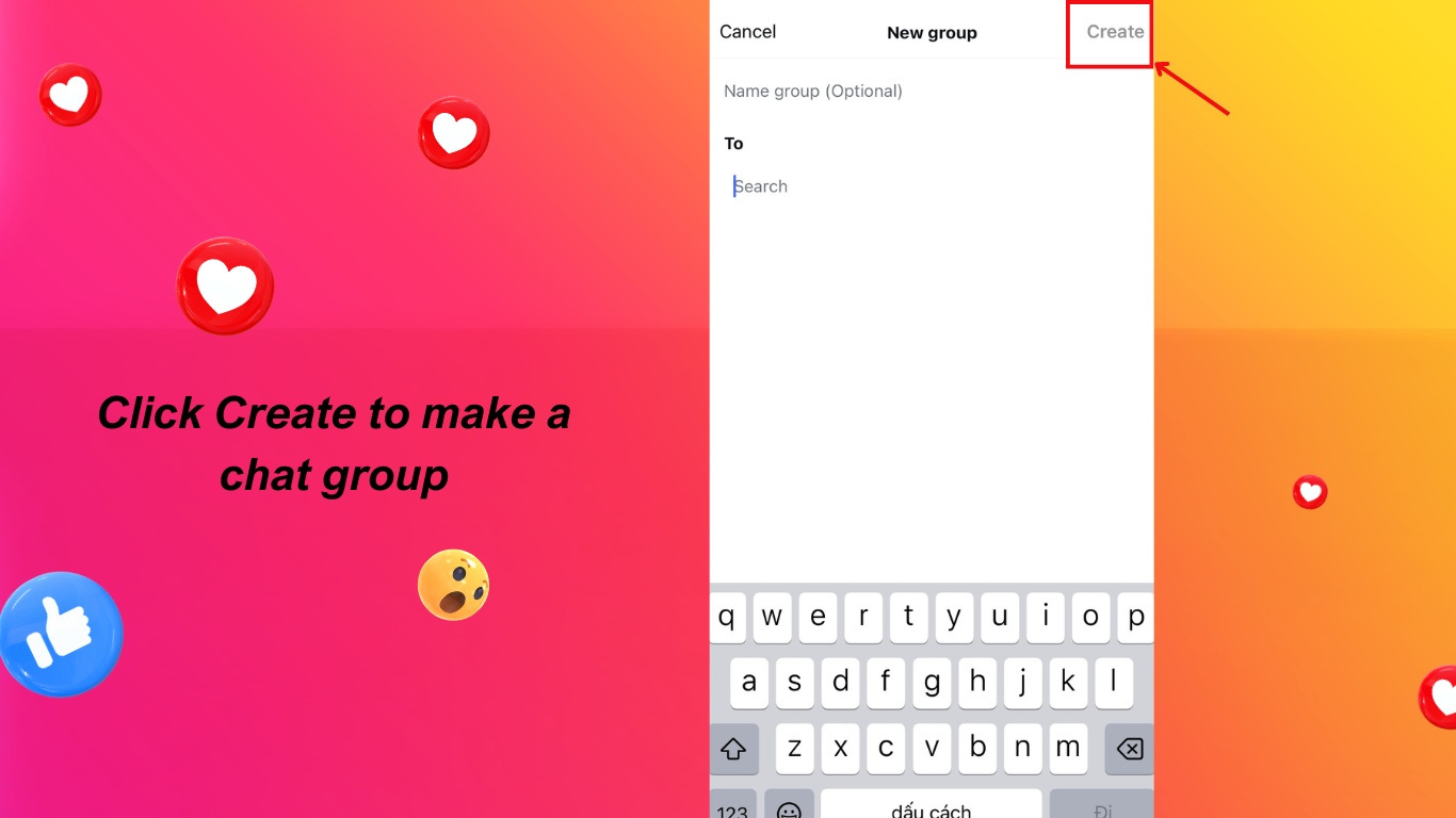 Then click Create to make a chat group
