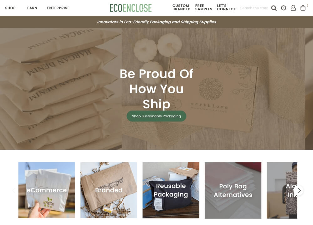 EcoEnclose website B2B eCommerce companies
