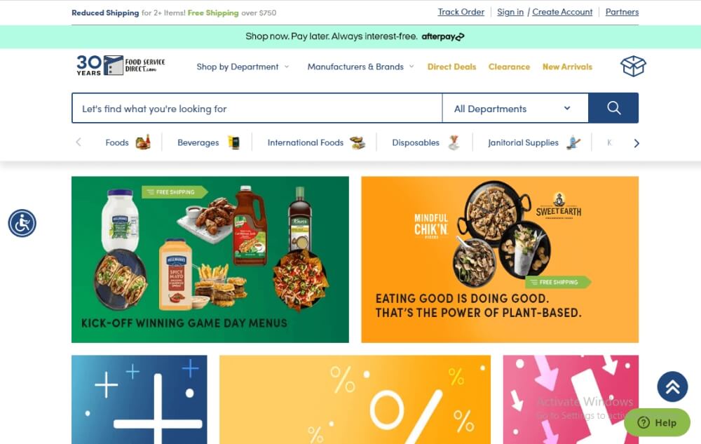 FoodServiceDirect website eCommerce B2B