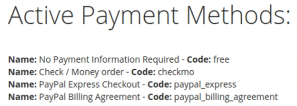 Active payment method list in frontend custom form