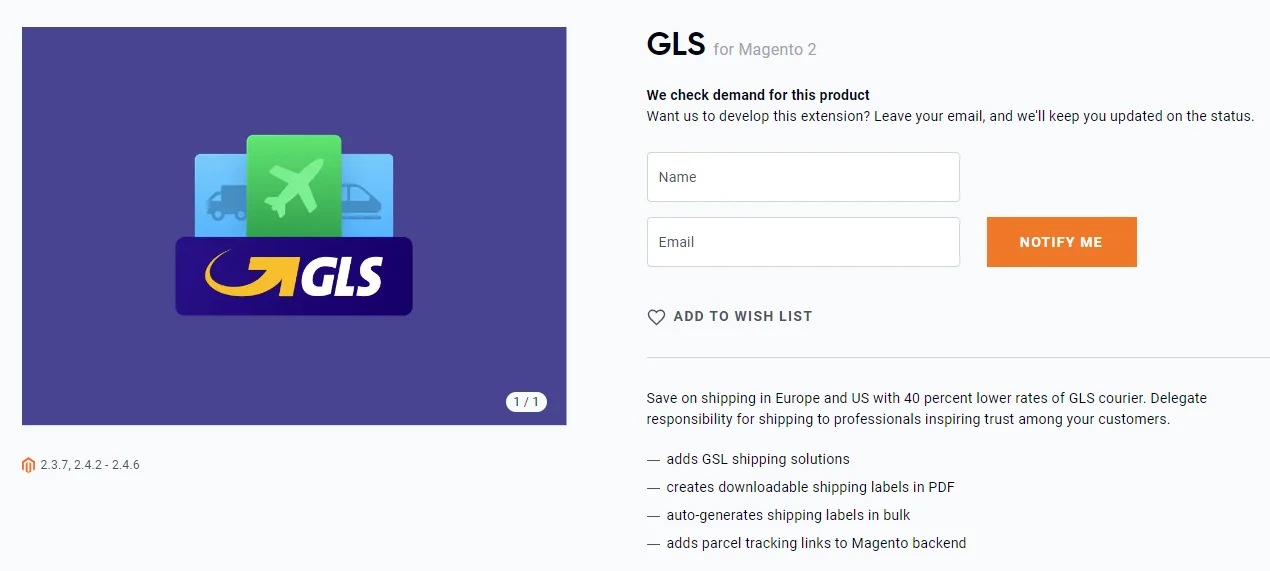 GLS Magento extension by Amasty