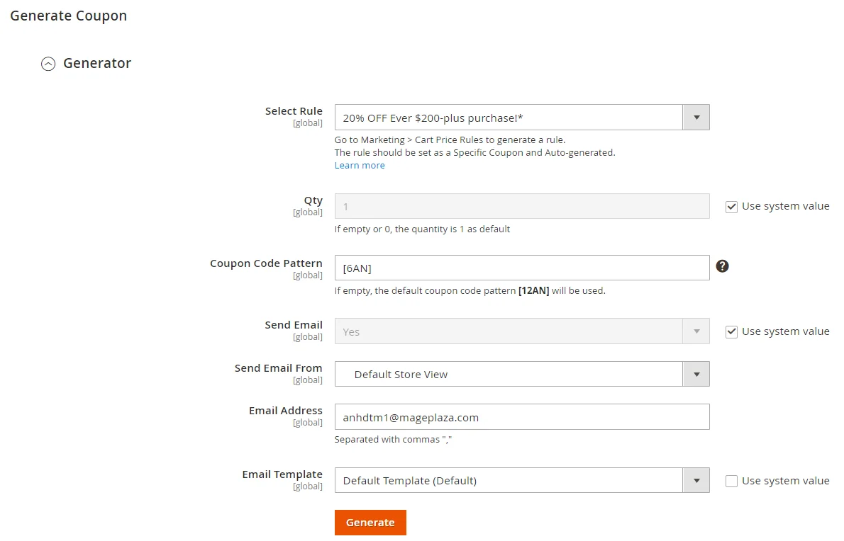 Create coupon