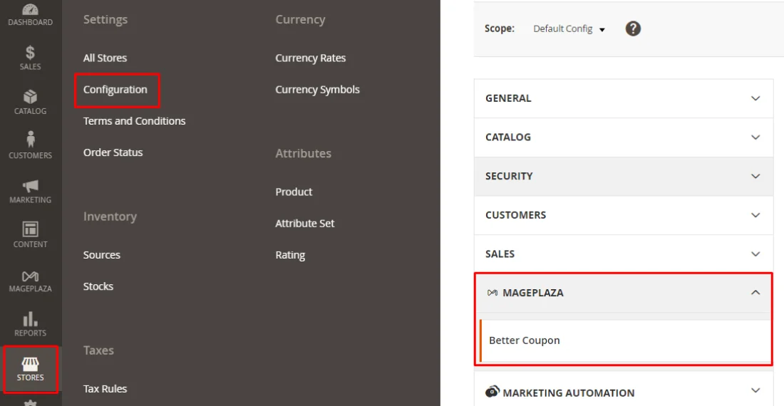 Navigate to Better Coupon configuration