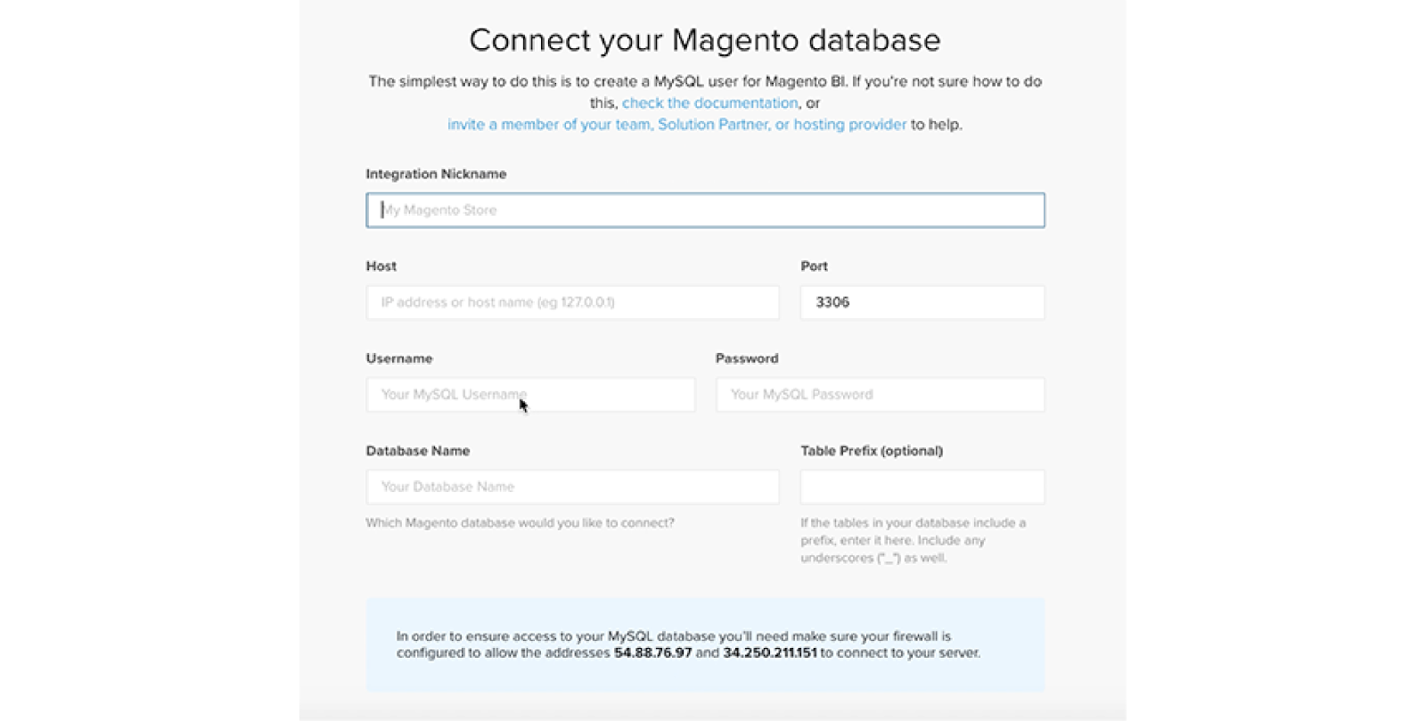 Connect Magento database