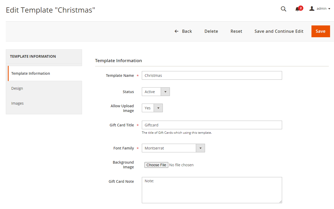 Gift Card Template Information