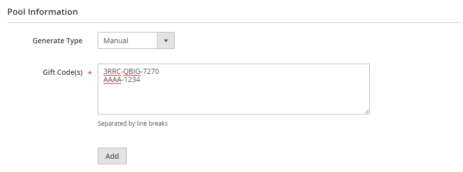 import gift code manually