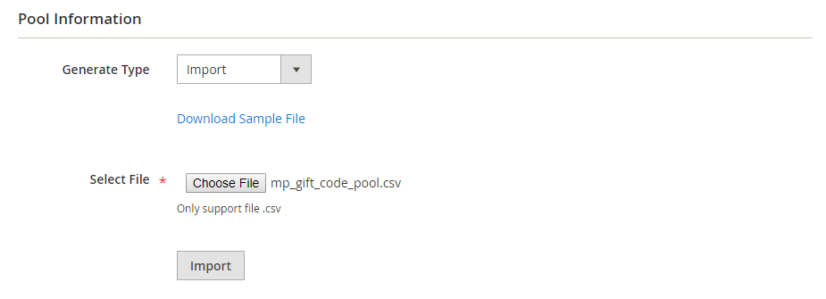 import gift code via csv file